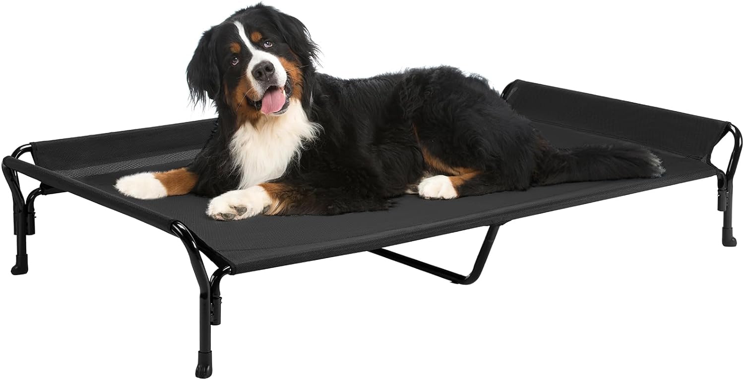 Veehoo Cooling Raised Dog Bed, Guardrail Elevated Dog Bed, Chewproof Dog Bed Fra...