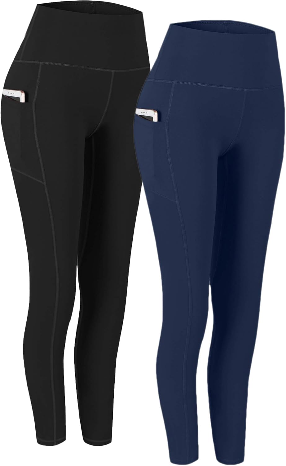 Fengbay 2 Pack High Waist Yoga Pants, Pocket Yoga Pants Tummy Control Workout Ru...