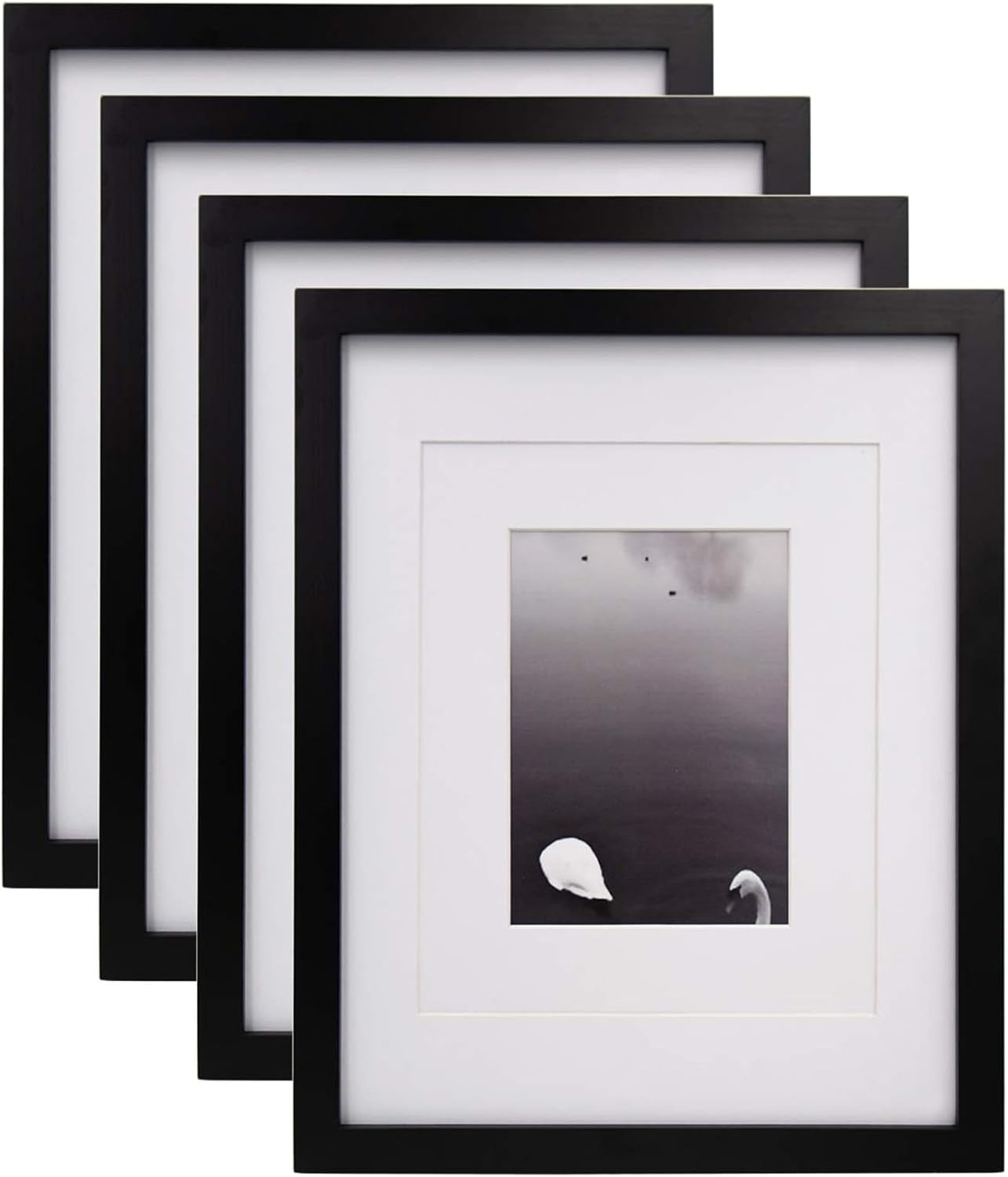 Egofine 11x14 Picture Frames Made of Solid Wood 4 PCS Black Covered by Plexiglas...