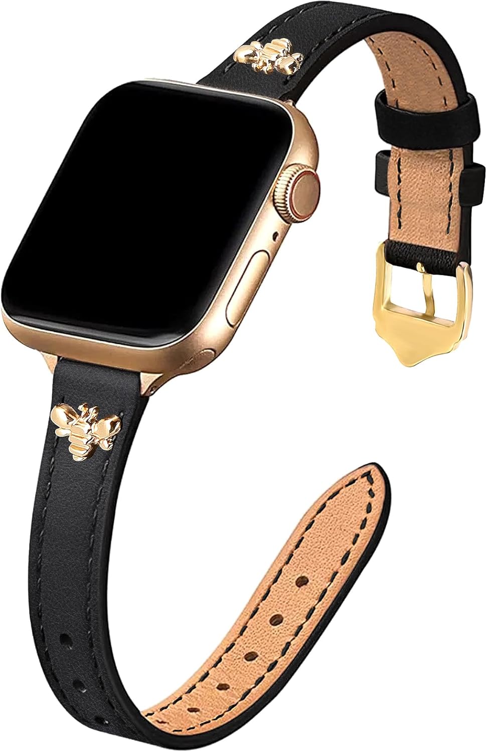 JR.DM Slim Leather-Bands Compatible with Apple Watch Band 38mm 40mm 41mm Top Gen...