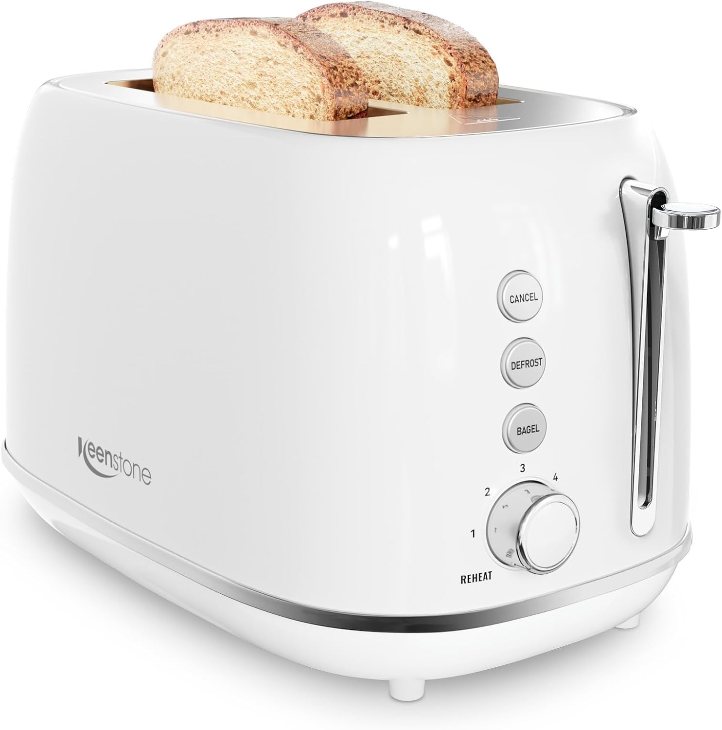 2 Slice Stainless Steel Toaster Retro with 6 Bread Shade Settings, Bagel, Cancel...