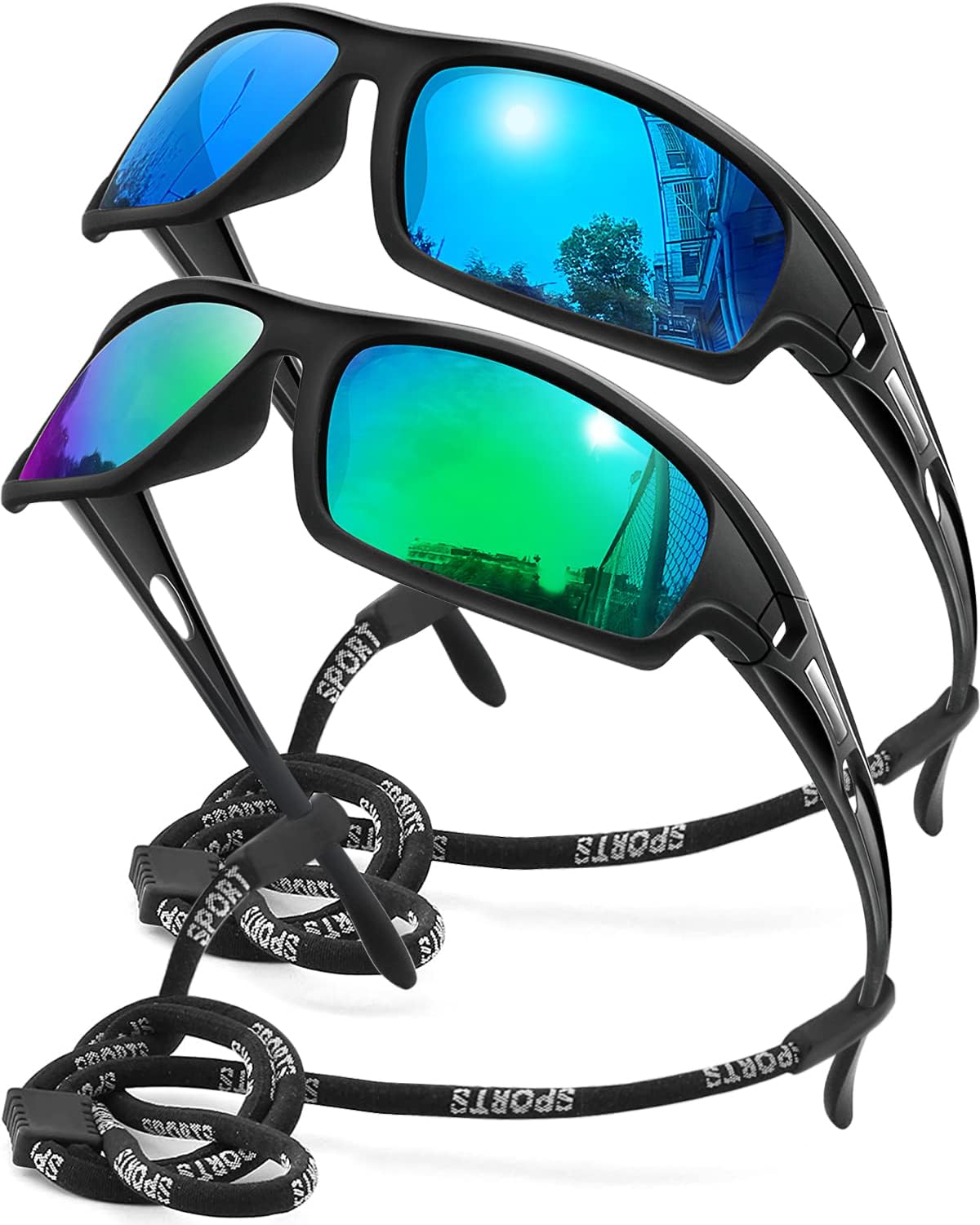 Polarized Sports Sunglasses for Men 100% UV Protection Wrap Around Unbreakable S...