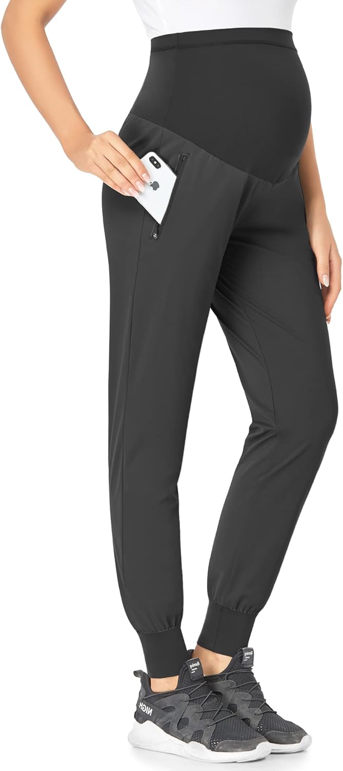 POSHGLAM Women's Maternity Joggers Casual Scrub Pants Quick-Dry Lightweight Acti...