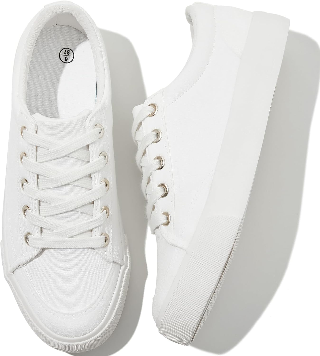 Witwatia Canvas Sneakers for Women Low Top Canvas Shoes Ladies Lace-Up Fashion S...