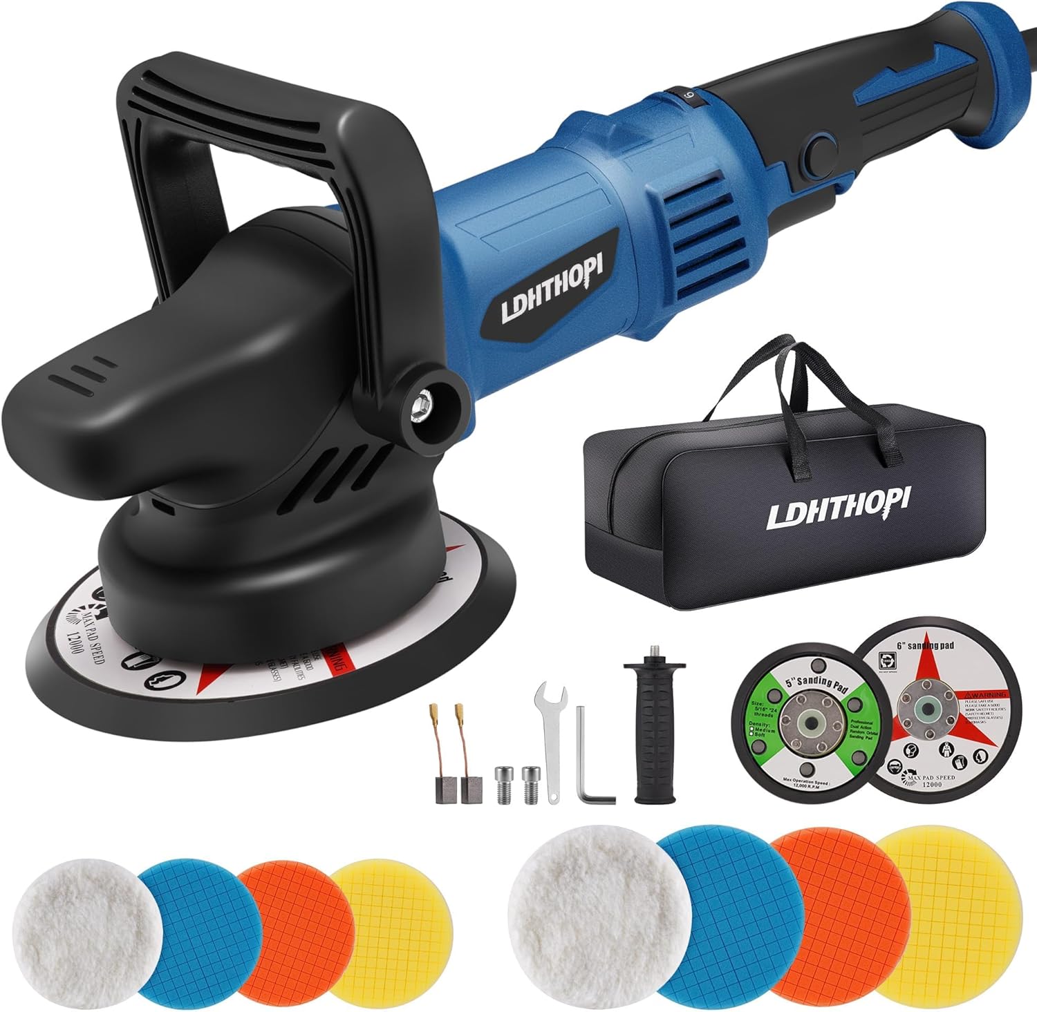 980W Dual Action Polisher, 5/6 Inch 9MM Random Orbital Polisher for Car Detailin...