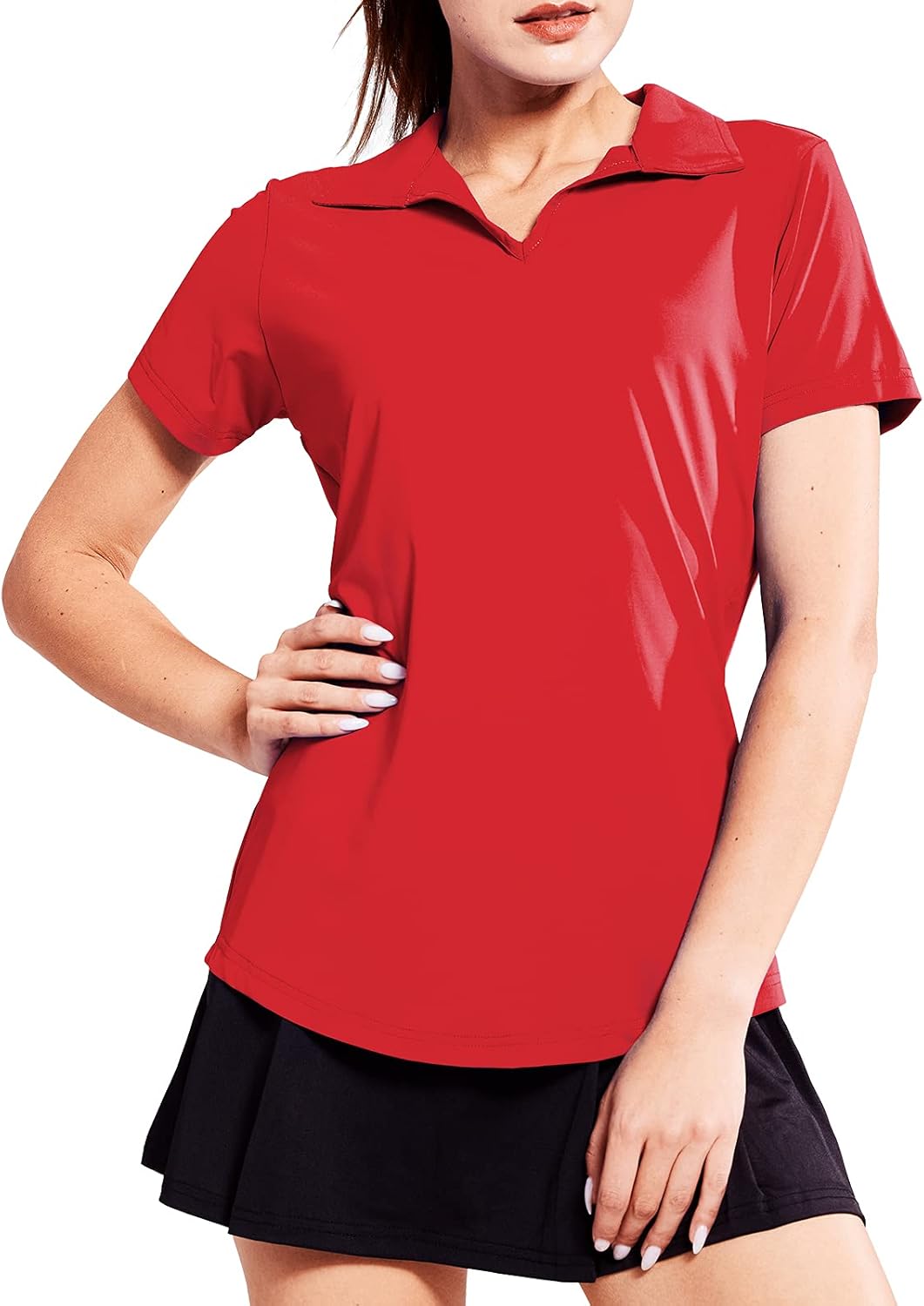 MIER Women's Golf Polo Shirts Collared V Neck Short Sleeve Tennis Shirt, Dry Fit...