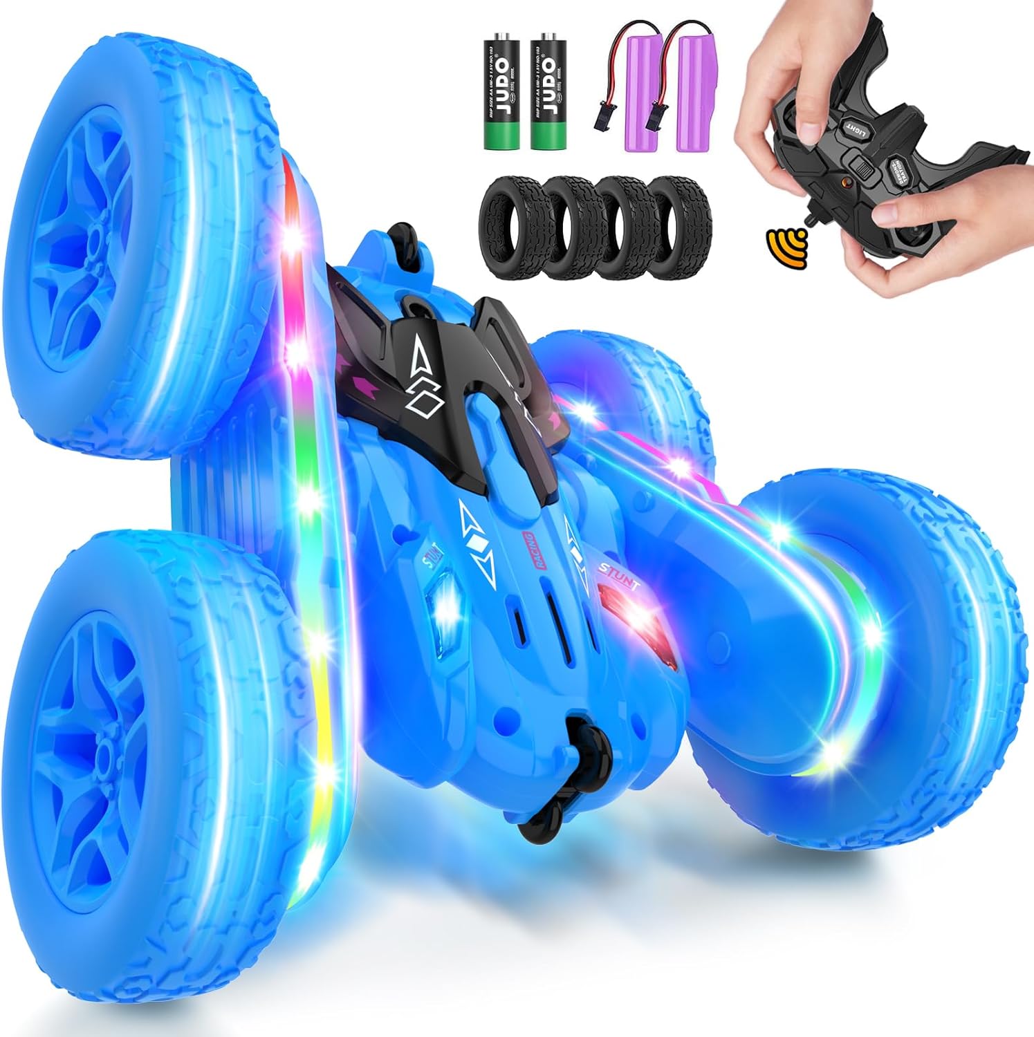 Remote Control Car,RC Cars with Sides Light Strip and Headlights,Double Sided 36...
