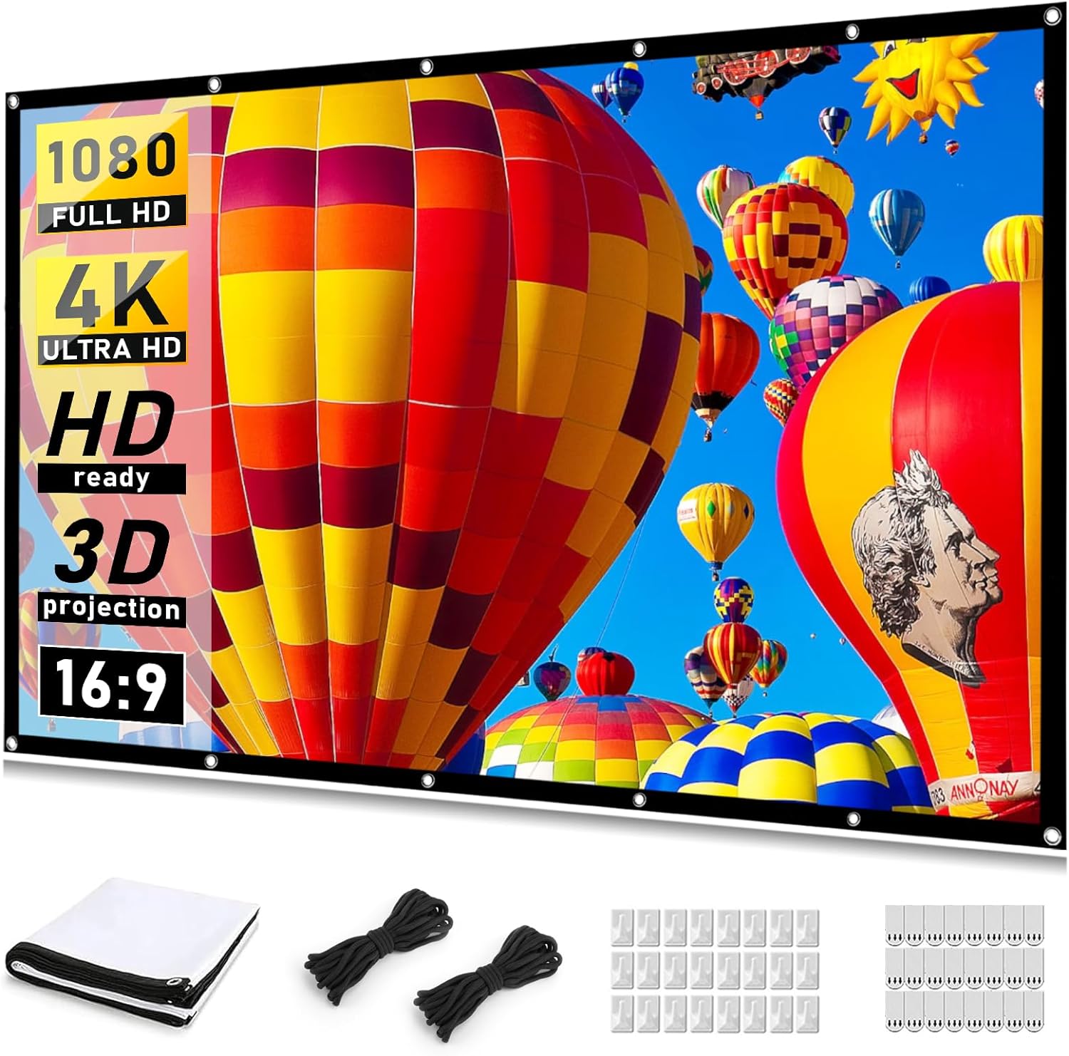 Taotique Projector Screen 120 inch, Movie Projecto...