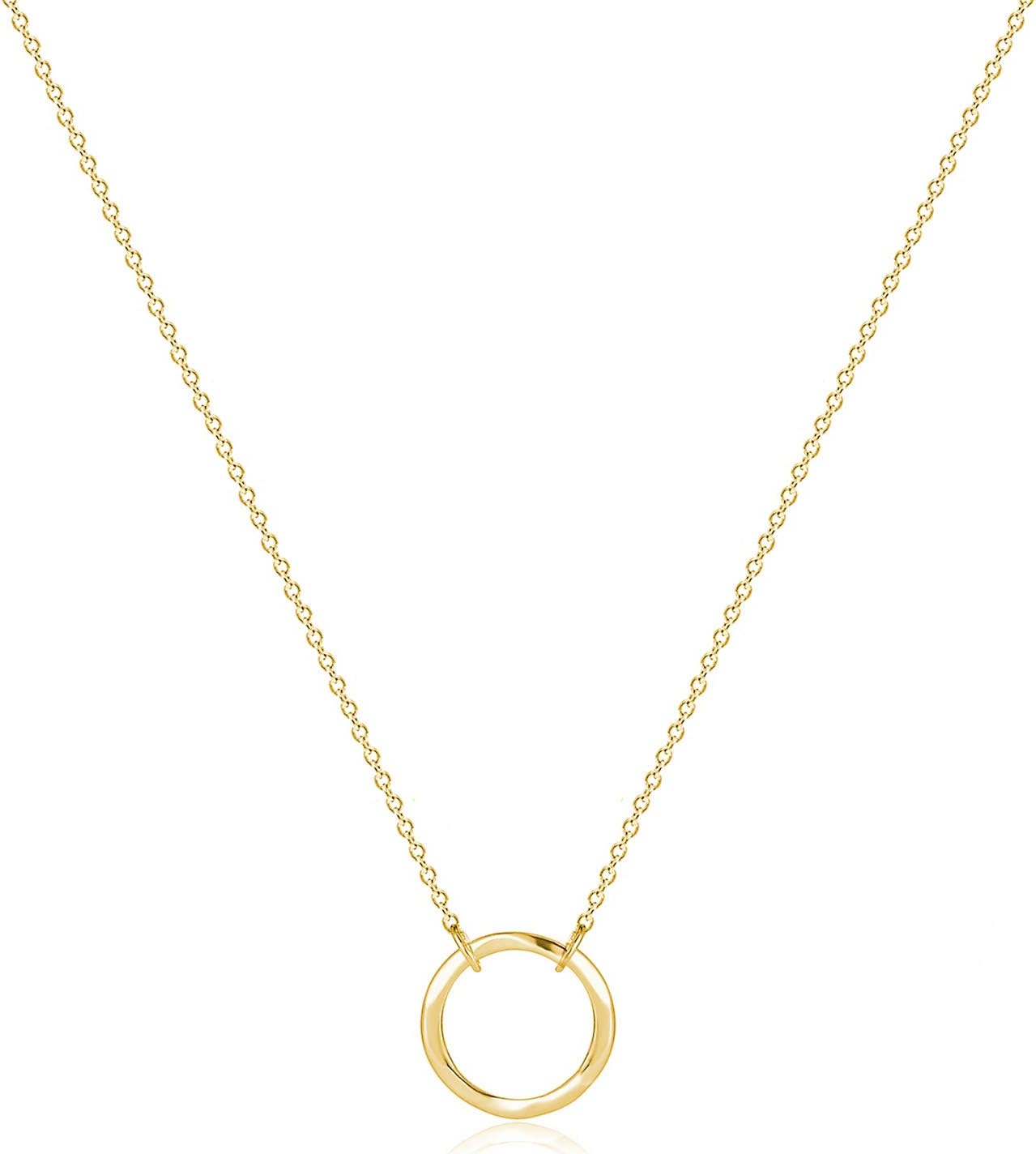 Fettero Pendant Necklace Gold Choker Layered Coin Open Karma Circle Full New Cre...