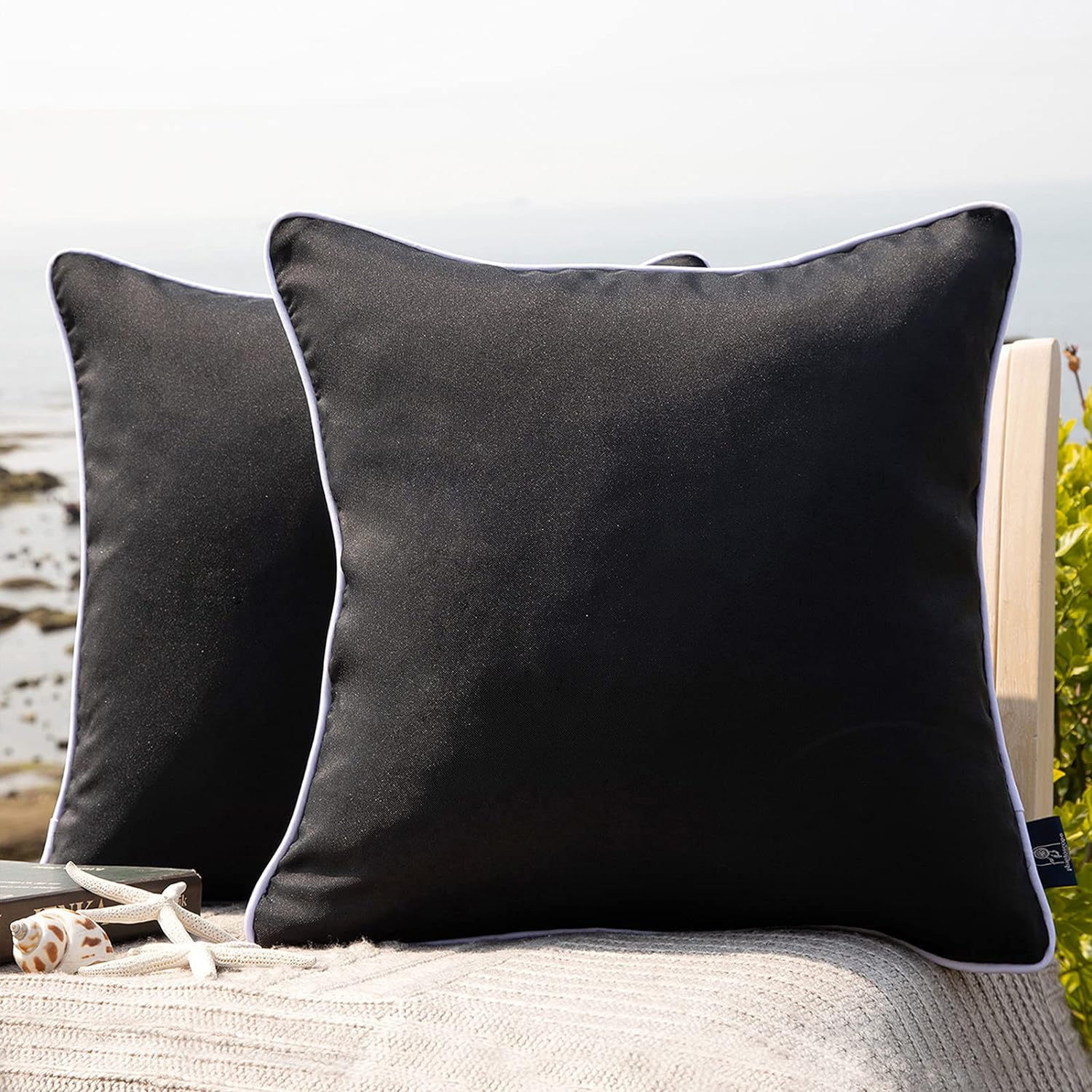 Phantoscope Pack of 2 Outdoor Waterproof Solid Throw Decorative Pillow Cover Dec...