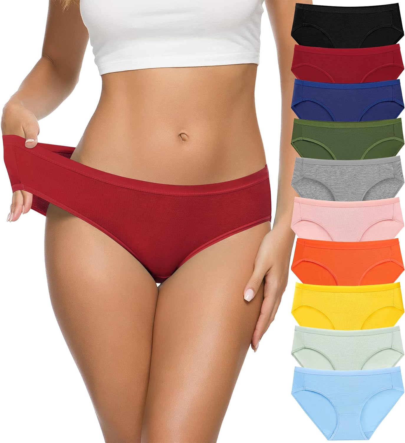 CULAYII Women's Cotton Bikini Panties, High-Cut Full Coverage Stretch Cool Under...