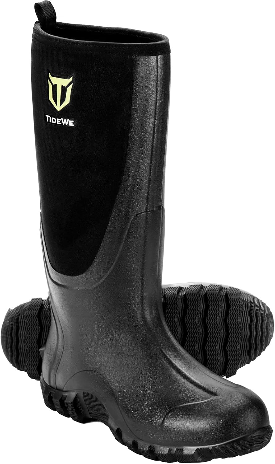 TIDEWE Rubber Boots for Men, High-Quality Waterproof Rain Boots with Steel Shank...