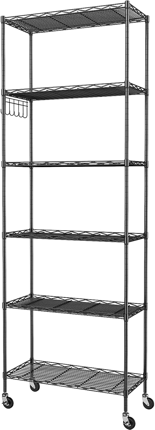 Homdox 6-Tier Storage Shelf Wire Shelving Unit Free Standing Rack Organization w...