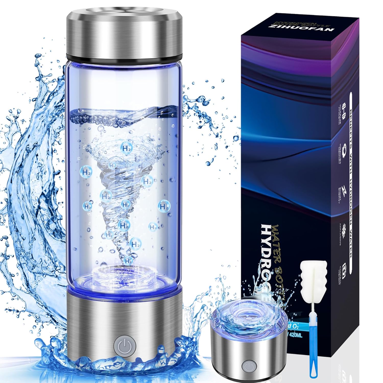 Portable Hydrogen Water Bottle Generator, Improve Water in 3 Minutes Quick Elect...