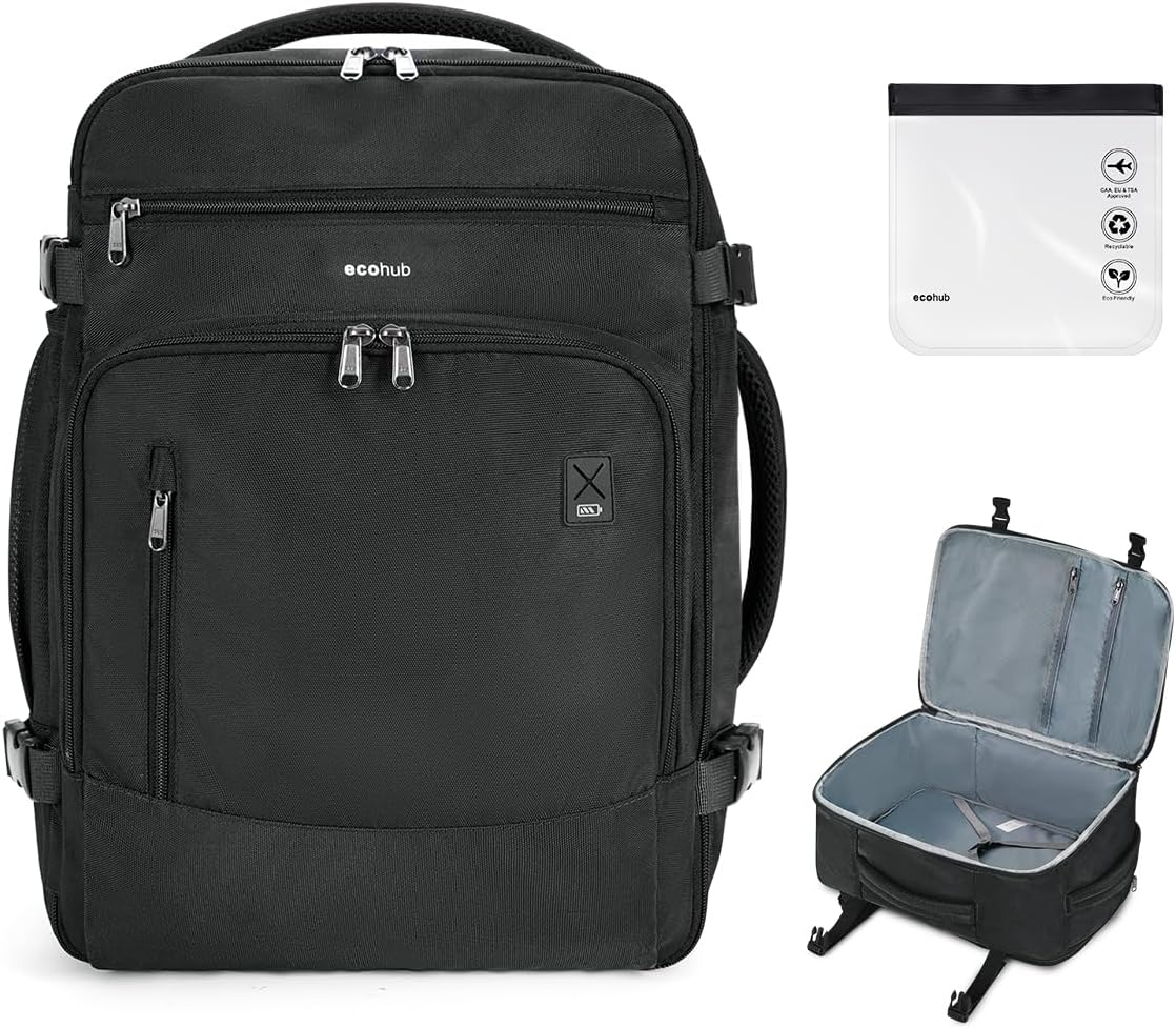 ECOHUB Travel Backpack for Men, 18x14x8 Spirit Airlines Personal Item Bag with C...