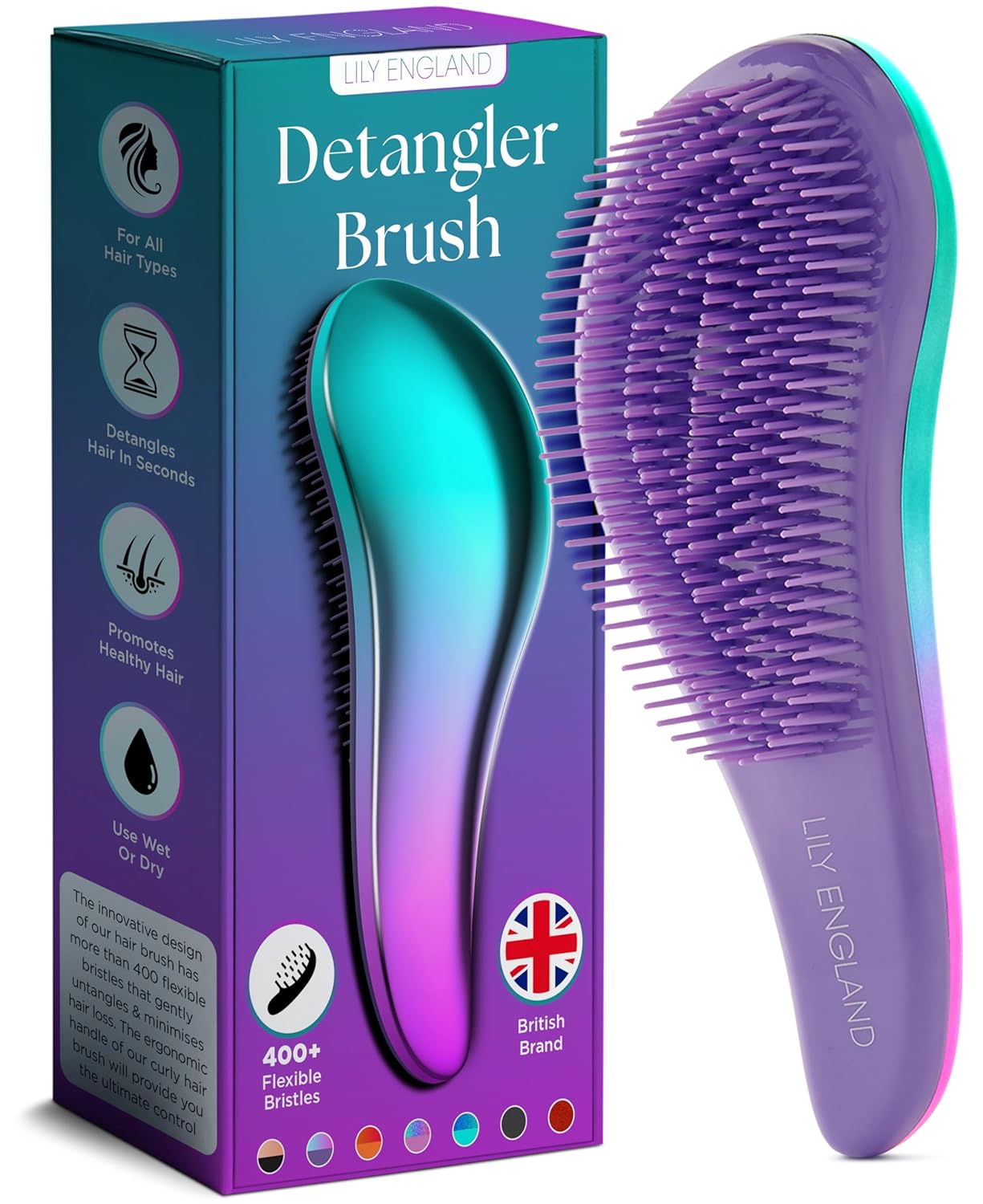 Lily England Detangler Brush for Curly Hair, Thick, Straight & Natural Hair - Ge...