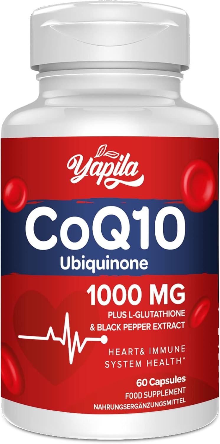 CoQ10 with L-Glutathione 1000mg Capsules - 100% Fermented Coq10 Supplement, High...