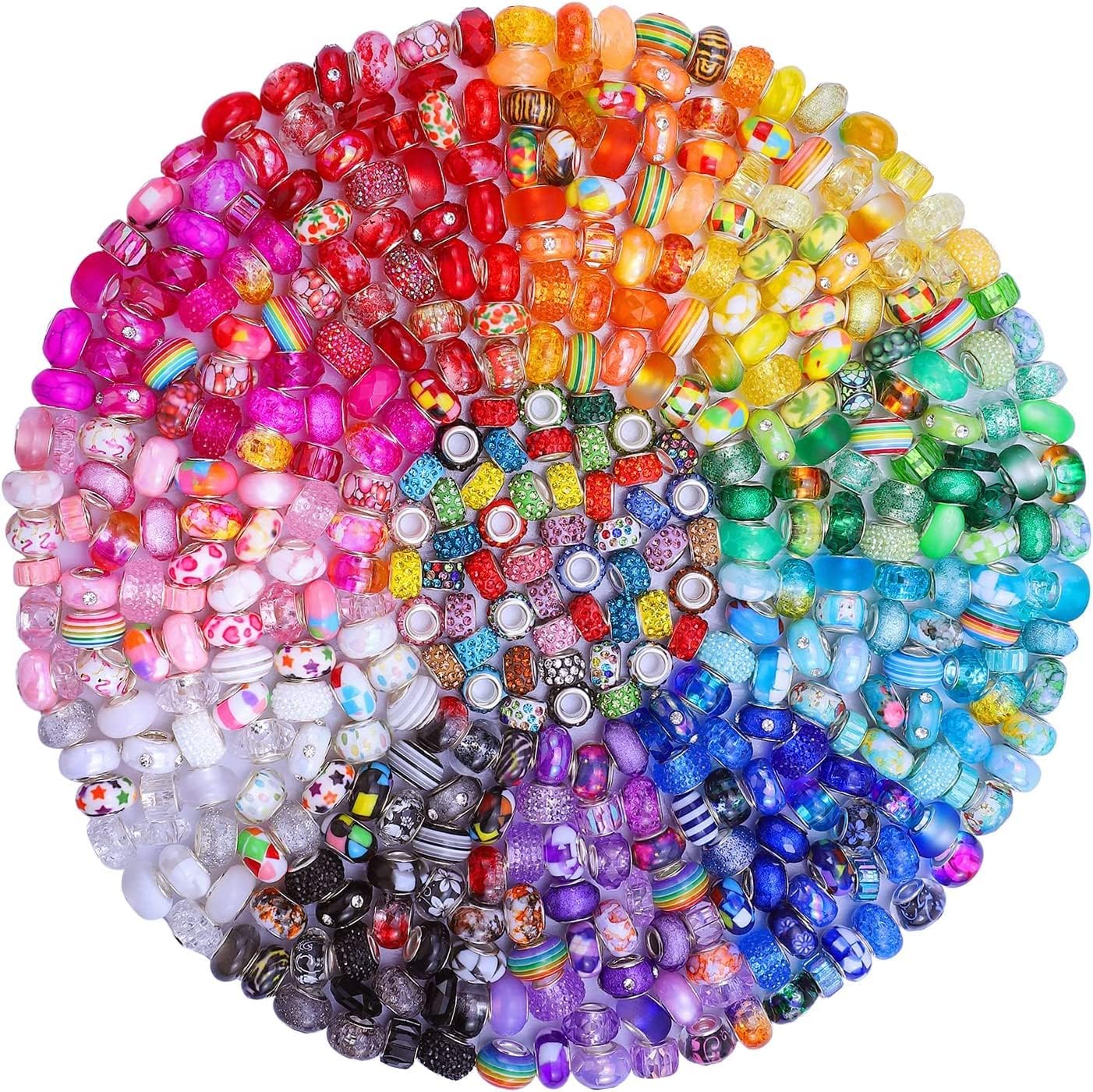 Aipridy Assortment European Large Hole Beads Spacer Beads Rhinestone Craft Beads...
