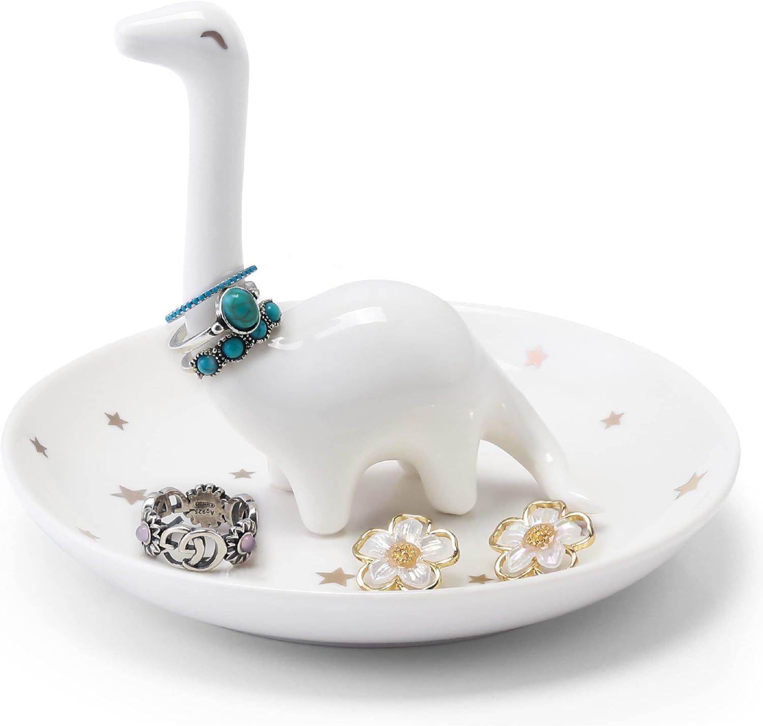 PUDDING CABIN White Dinosaur Ring Holder - Birthday Gifts for Women Unique Jewel...