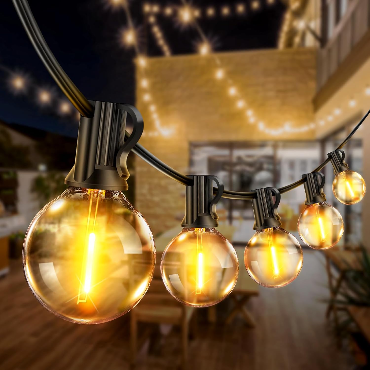 PBGMRT Festoon Lights Outdoor Mains Powered - 100Ft 30m G40 Garden String Lights...