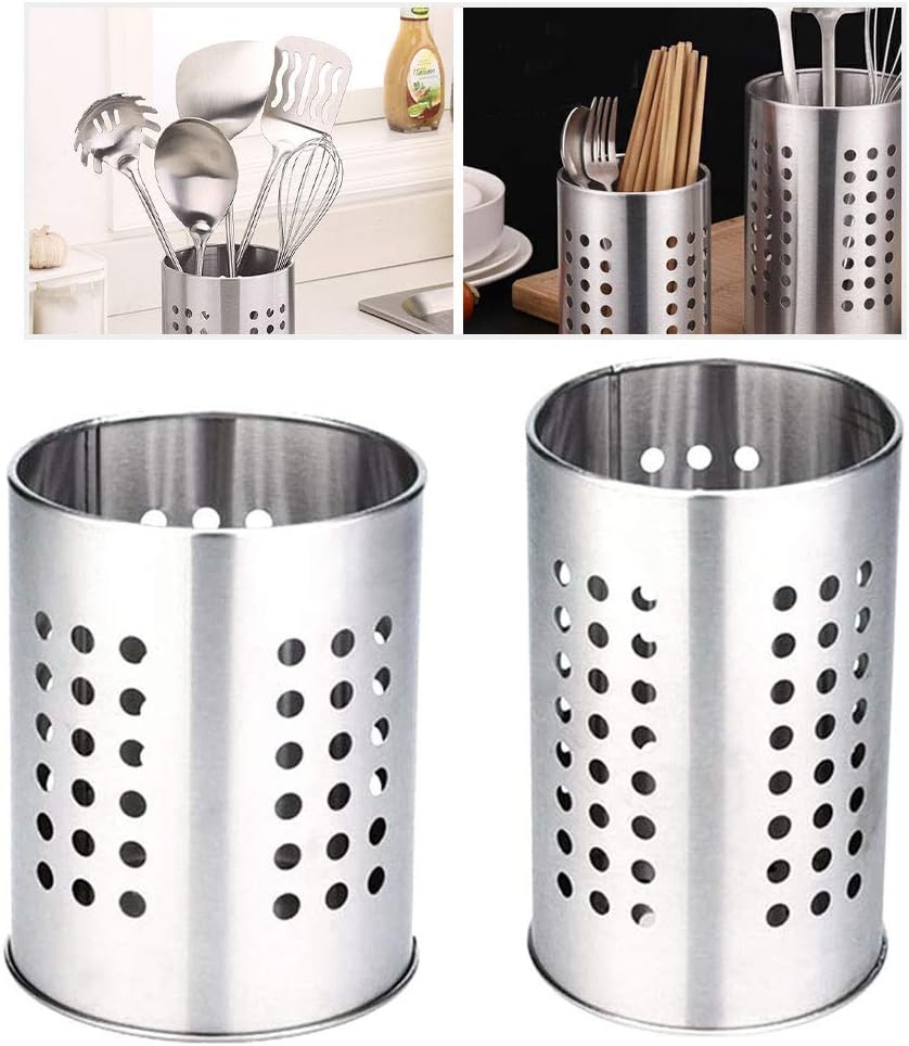 2 PCS Kitchen Utensil Organizer, Kitchen Stainless Steel Cooking Utensil Holder...