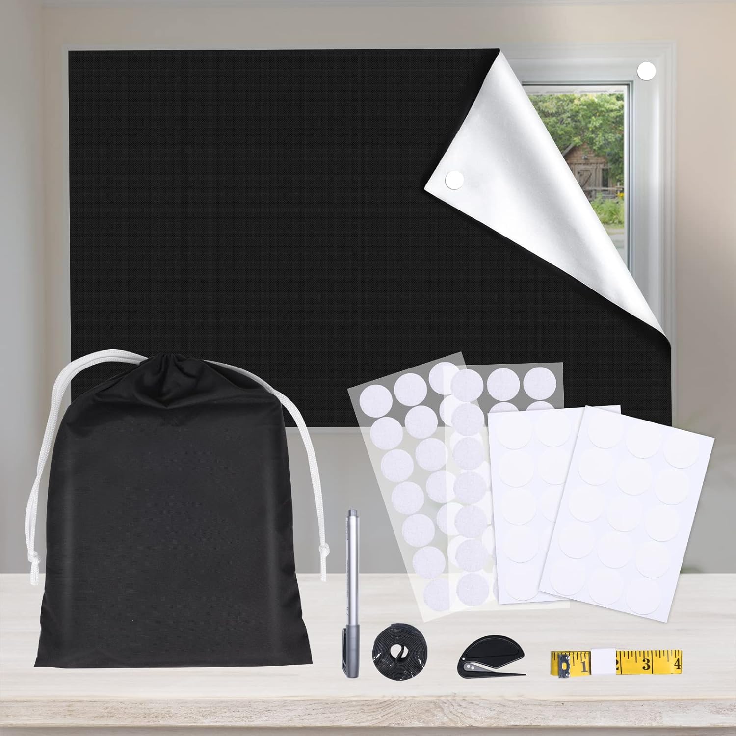 Portable Blackout Blinds for Bedroom, 100% Blackout Material Travel Temporary Bl...