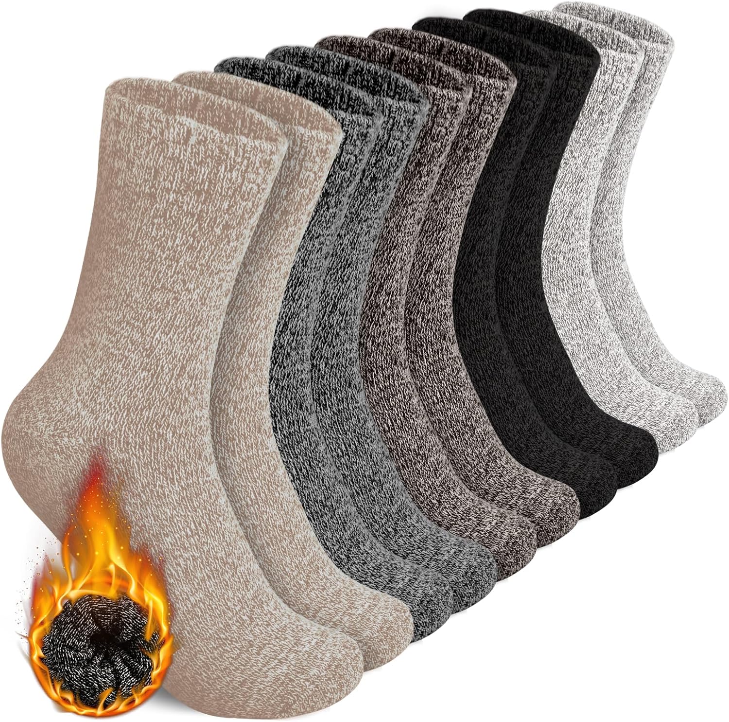SIHOHAN Mens Wool Socks, 5 Pairs Warm Crew Socks, Thick Boot Mens Socks for Wint...
