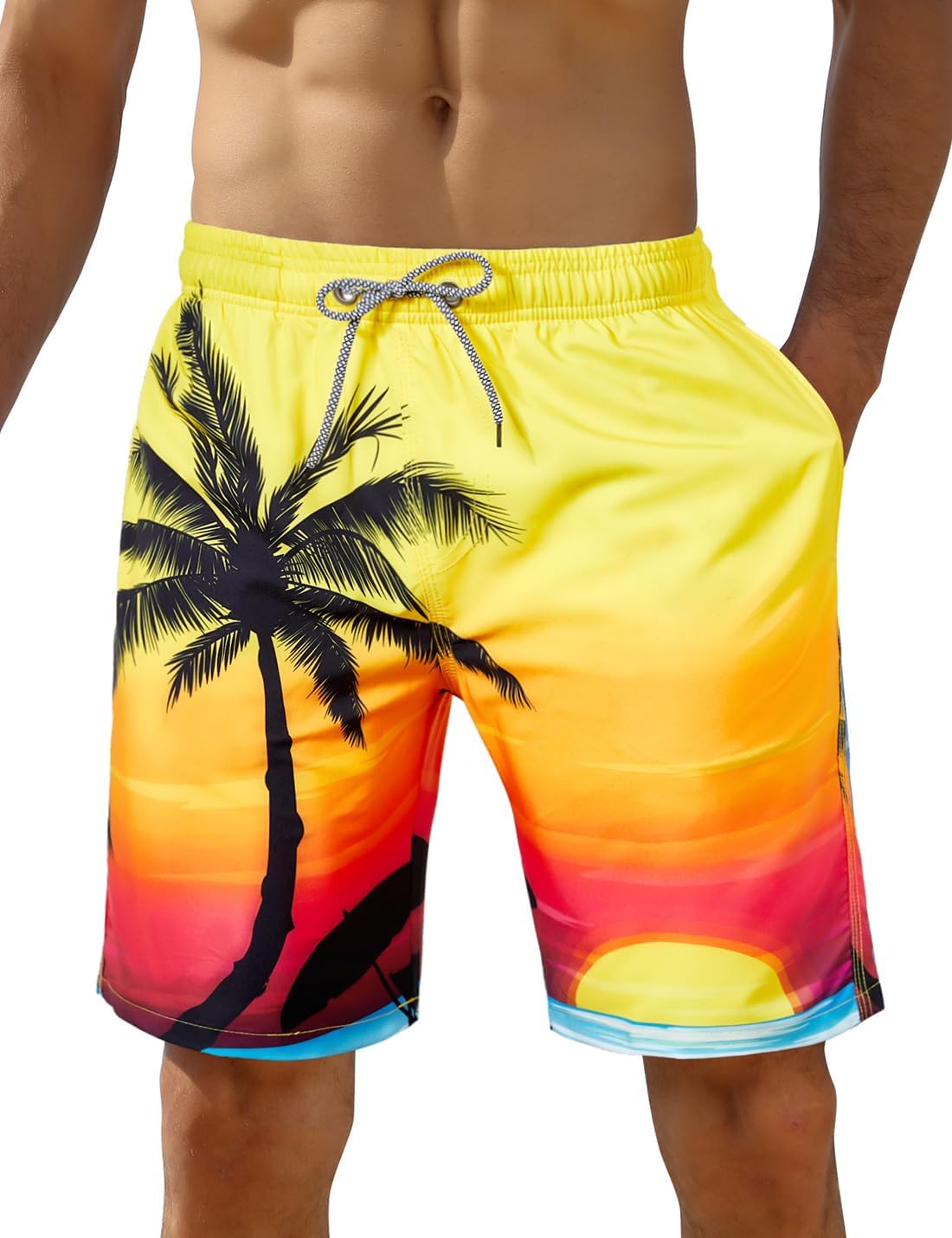 iCKER Mens Swim Shorts, Special Swimming Trunks with 3D Print, Unique Beach Shor...