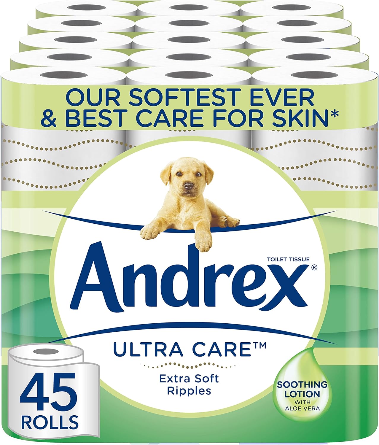 Andrex Ultra Care Toilet Paper - 45 Toilet Roll Pack - contains soothing lotion...