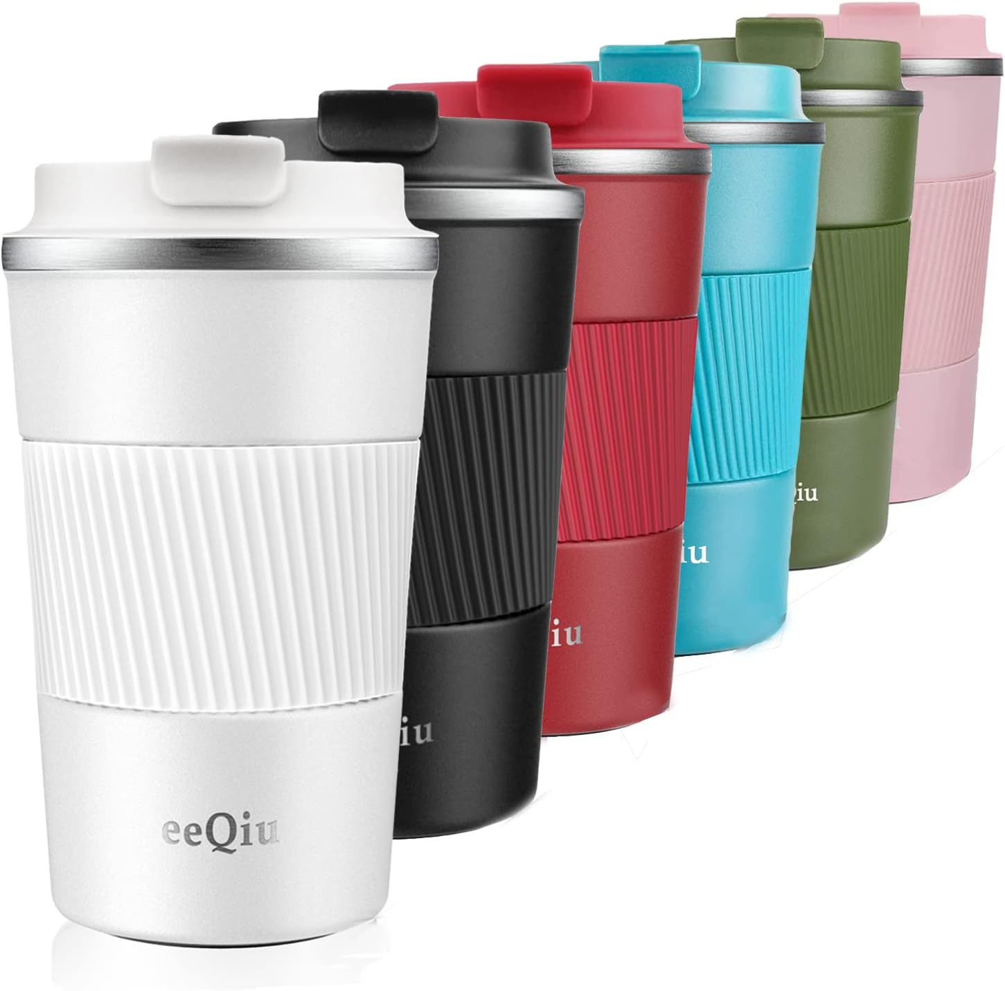 eeQiu Reusable Coffee Mug, Special Insulated Travel Mug, Unique Leakproof Stainl...