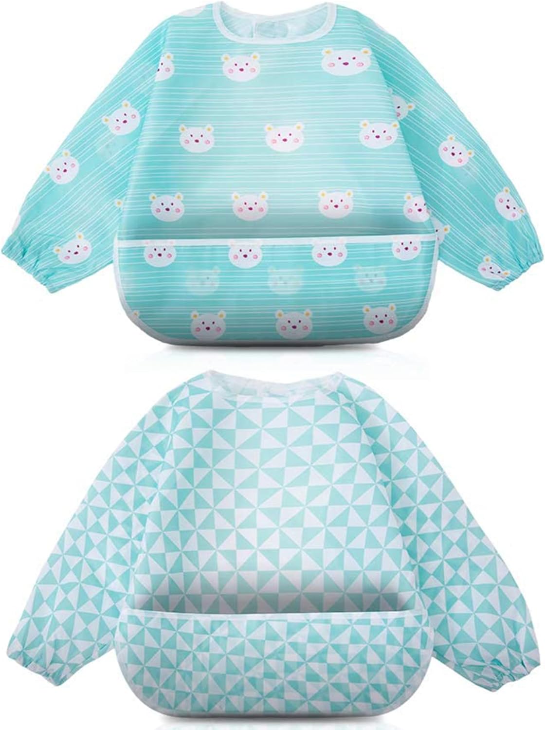 Little Dimsum Weaning Bibs Set, Special Sleeves Long Sleeved Waterproof Toddlers...