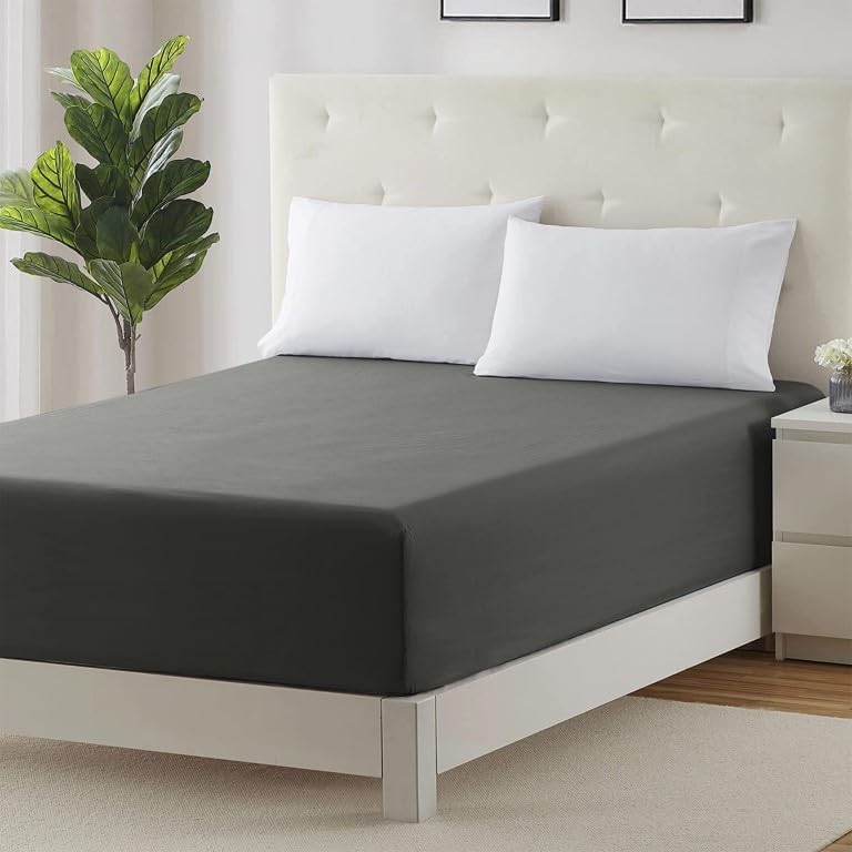 Prime Linens Extra Deep 30Cm Plain Fitted Sheet, Elastic Pocket Breathable Soft...