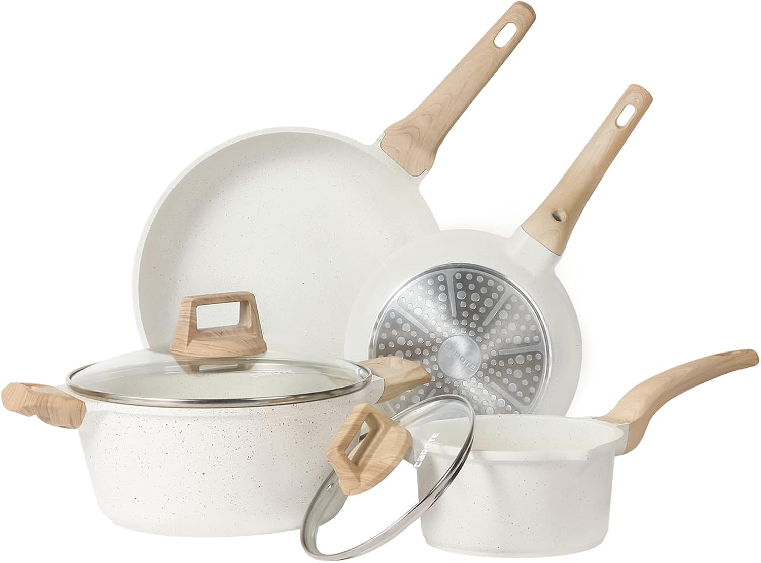 CAROTE Pots and Pans Set, Cookware Set 6-Piece, Non Stick Induction Hob Pan Set...