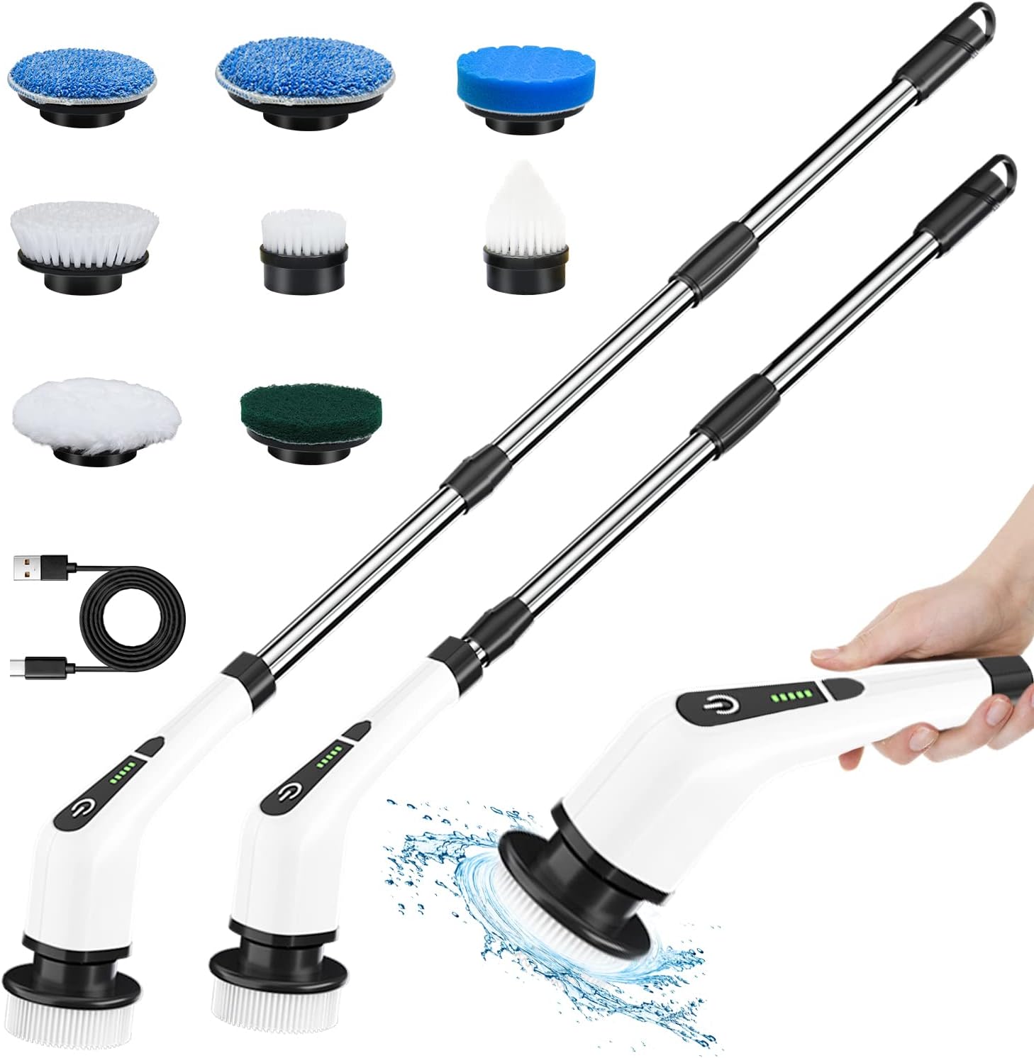 Electric Spin Scrubber, TOPMAKO Cordless Cleaning Brush with 54" Adjustable Long...