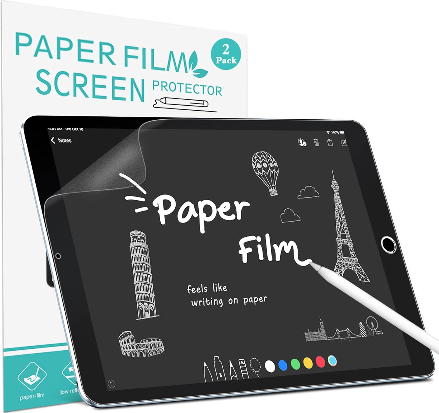 (2 Pack) PYS Like Paper Screen Protector for iPad 7th 8th 9th Generation 10.2" 2...