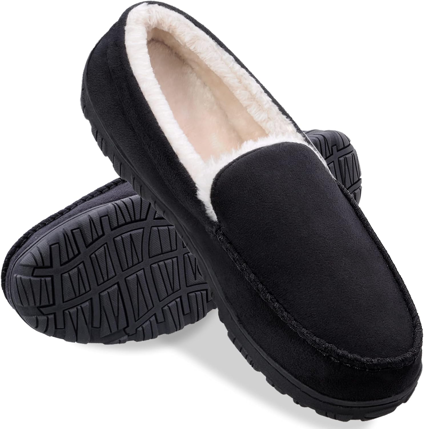 shoeslocker Men Slippers Indoor Outdoor Anti-Slip Slippers for Men Warm Plush 8...