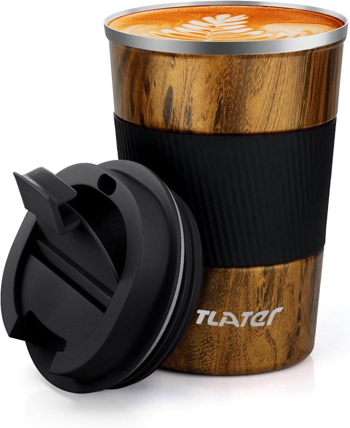 Tlater Travel Mugs, 380ml Insulated Coffee Cup with Leakproof Lids Reusable Trav...