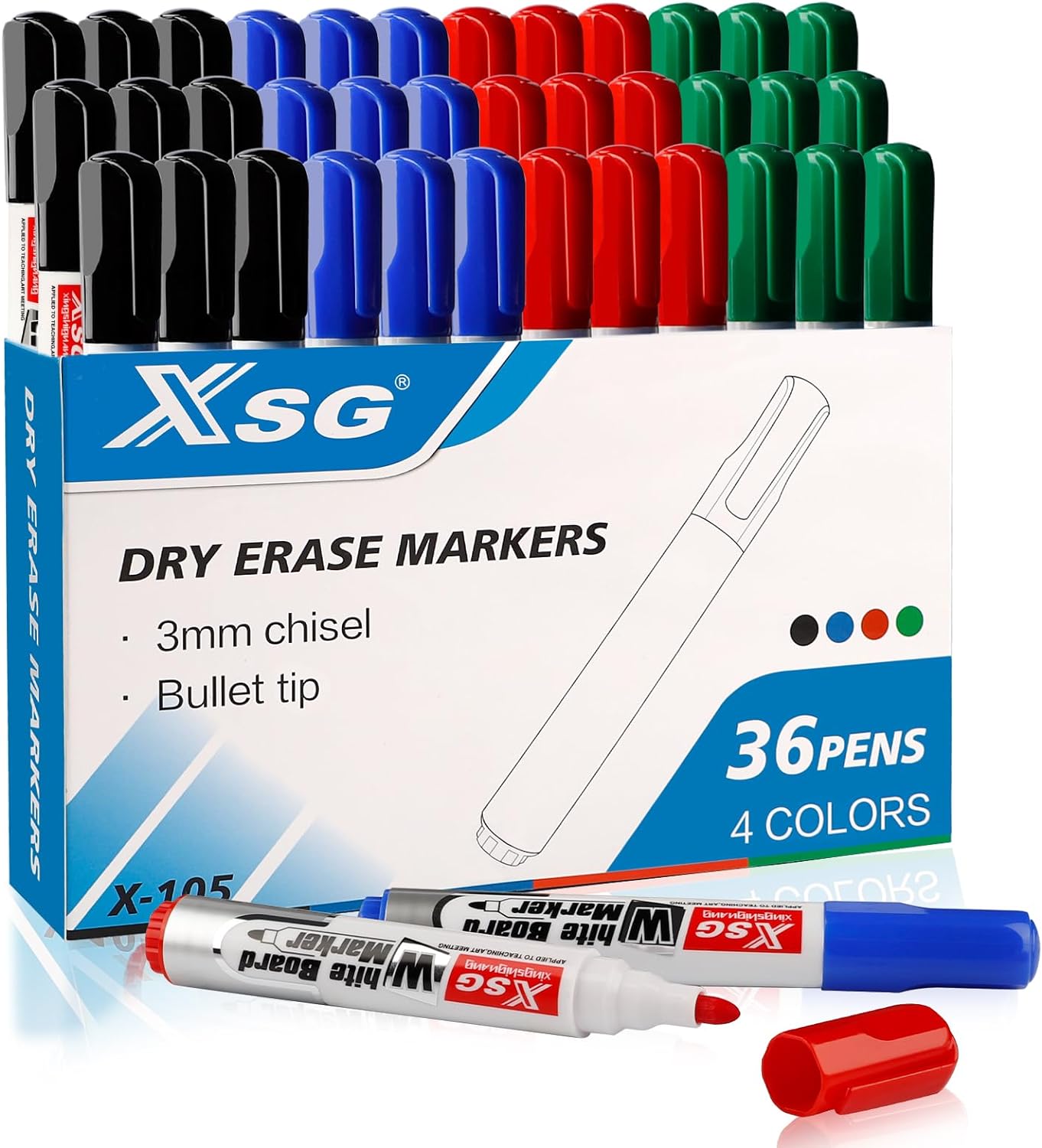 ABEIER Whiteboard Pens Markers, 4 Assorted Colors...