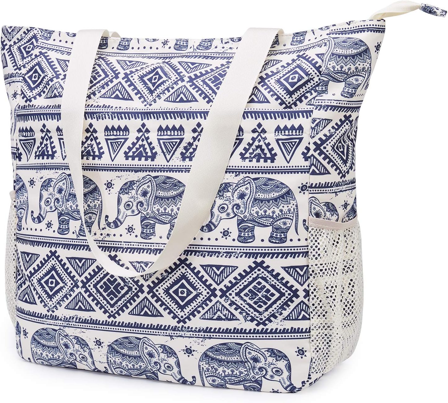 WANDF Floral Beach Tote Water-resistant Beach Bag Large Shoulder Bag for Yoga Tr...
