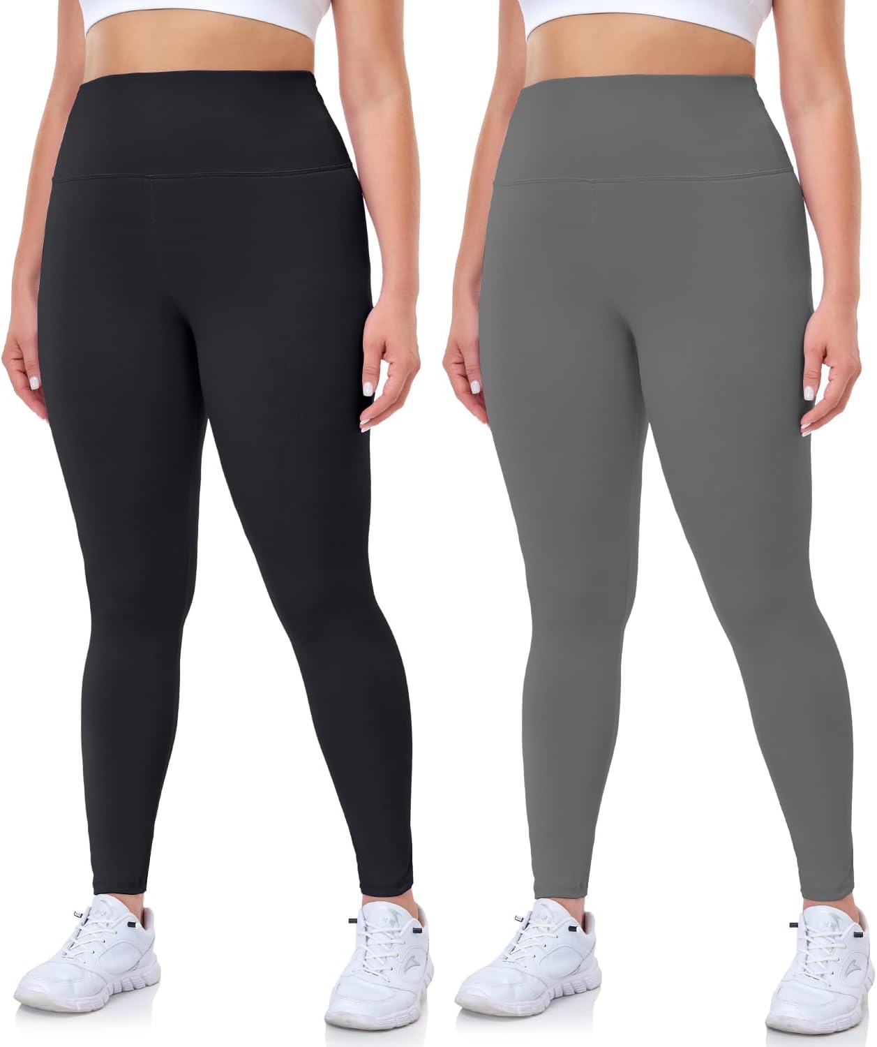 Hi Clasmix Plus Size Leggings for Women 1X-4X-High Waisted Tummy Control Non See...