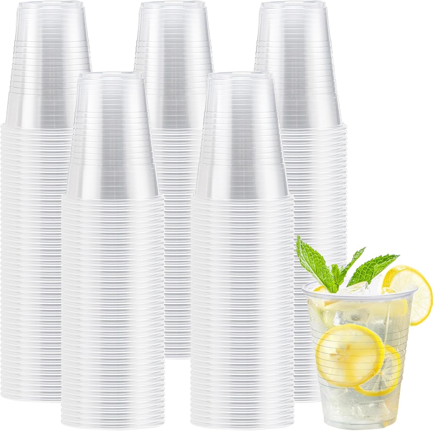 Lamosi 300 Count 9 oz Clear Plastic Cups, Disposable Plastic Drinking Cups, Cold...