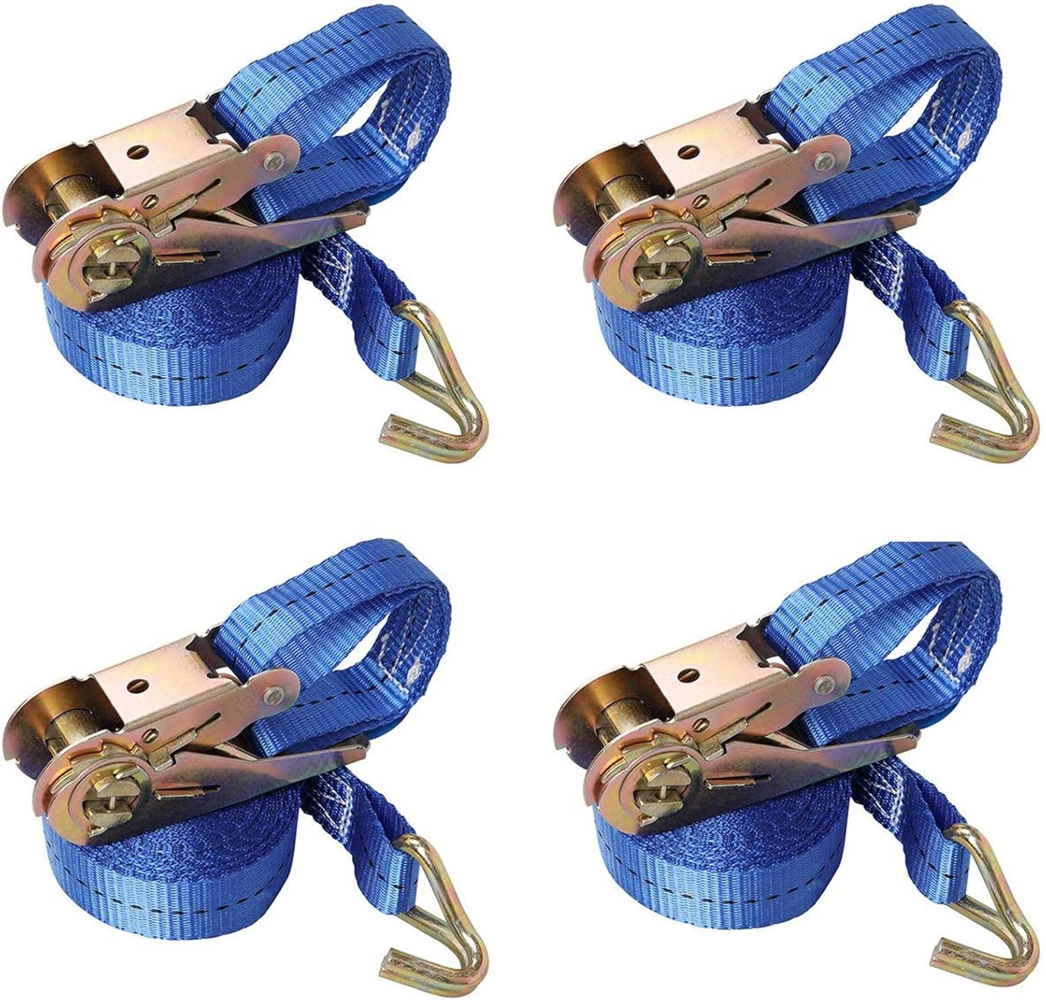 JAKAGO 4 x 800 kg 5m Heavy Duty Ratchet Straps with J-hooks,Adjustable Tie Down...