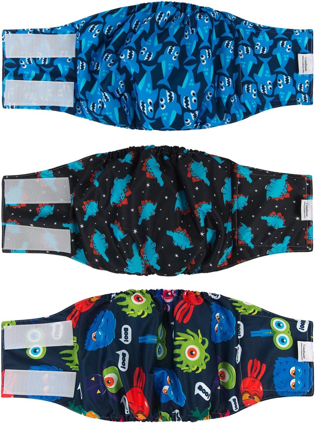 CuteBone Dog Belly Bands for Male Dogs Wraps Washable Doggie Diapers DM07L Shark...