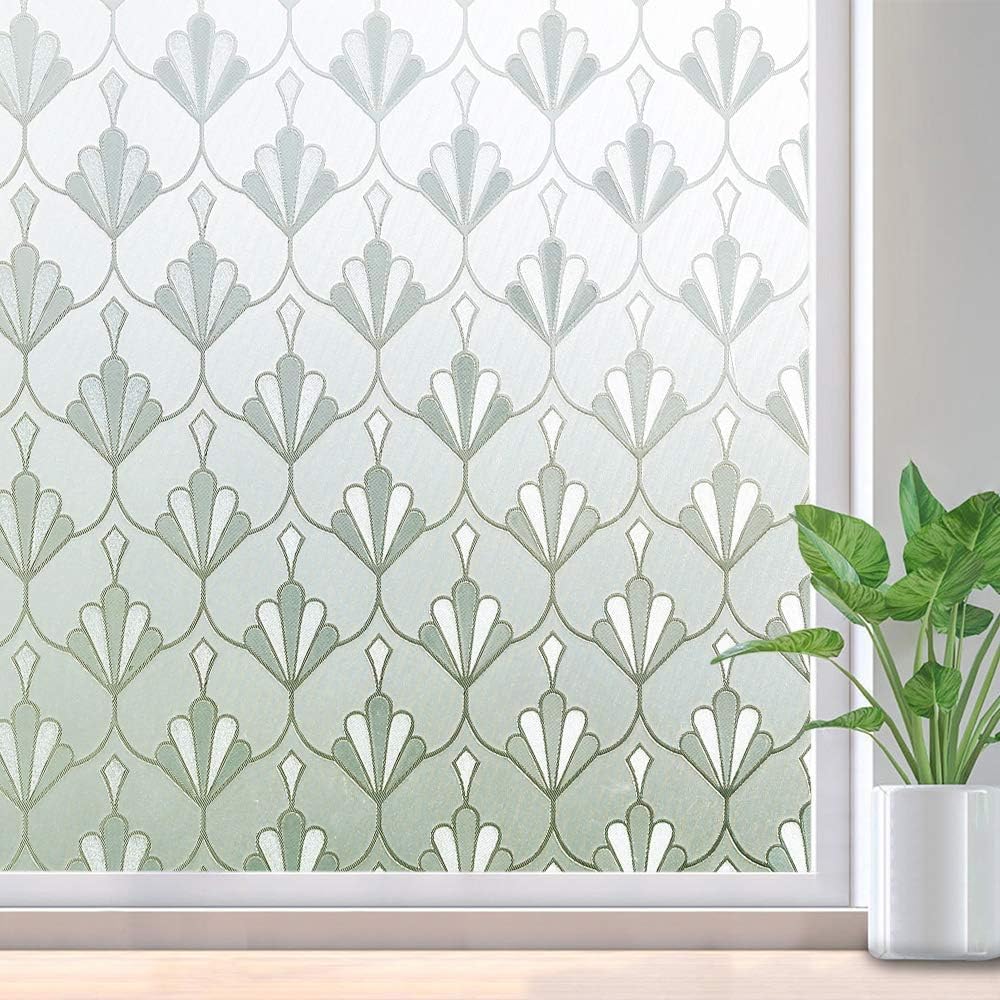 rabbitgoo Privacy Window Film Non Adhesive Frosted Glass Film Sun Blocking Windo...