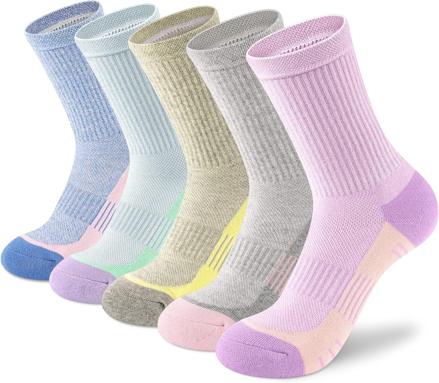 Crew Socks Women Athletic Hiking Running Cushioned Compression Socks 3-5 Pairs 8...