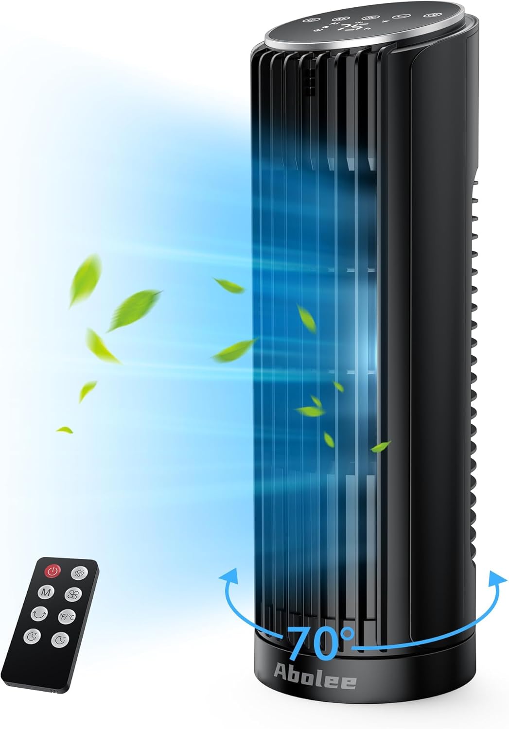 Abolee Tower Fan for Bedroom, 23ft/s Desk Fan with Remote, 70° Oscillating Desk...