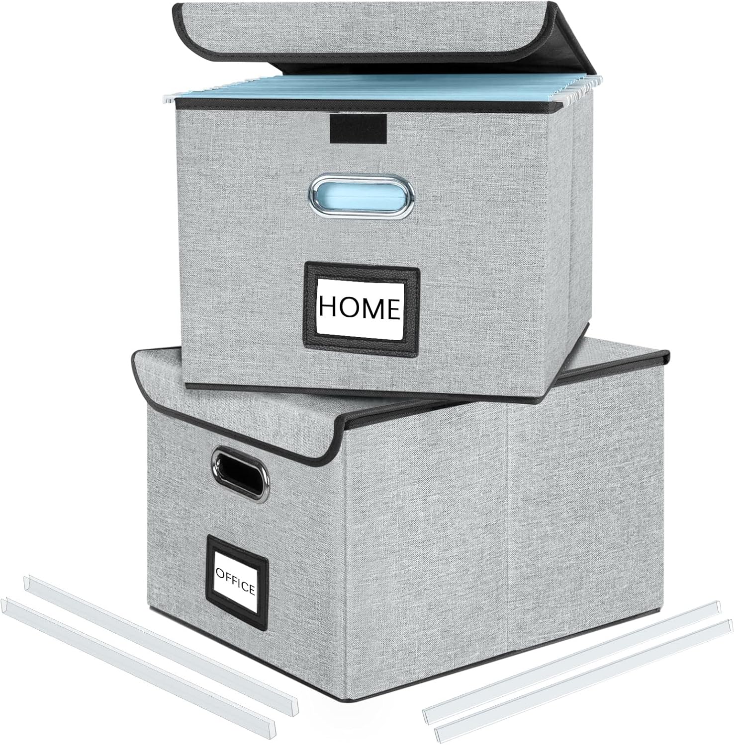 Huolewa Upgraded Collapsible File Storage Organizer Boxes with Lids, Portable La...