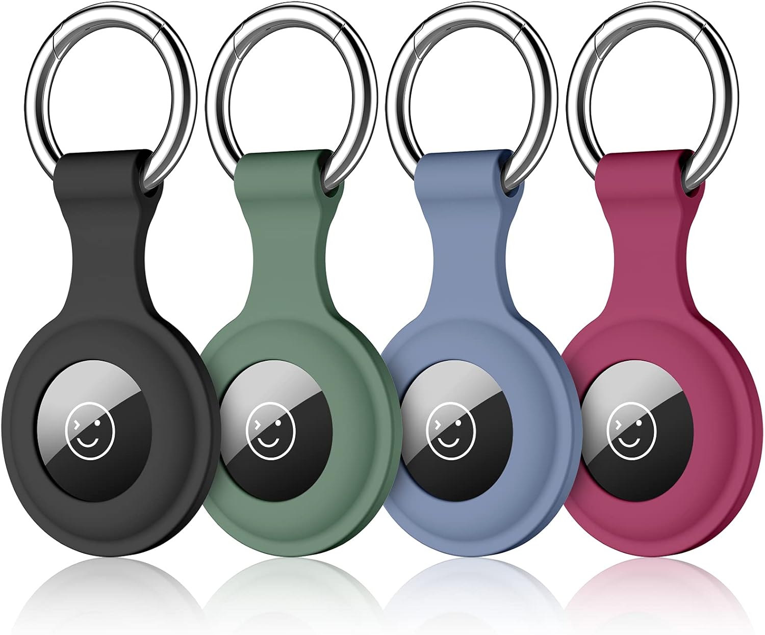 Dirrelo Airtag Keyring Compatible with Apple Airtag Holder Case, 4 Pack Silicone...