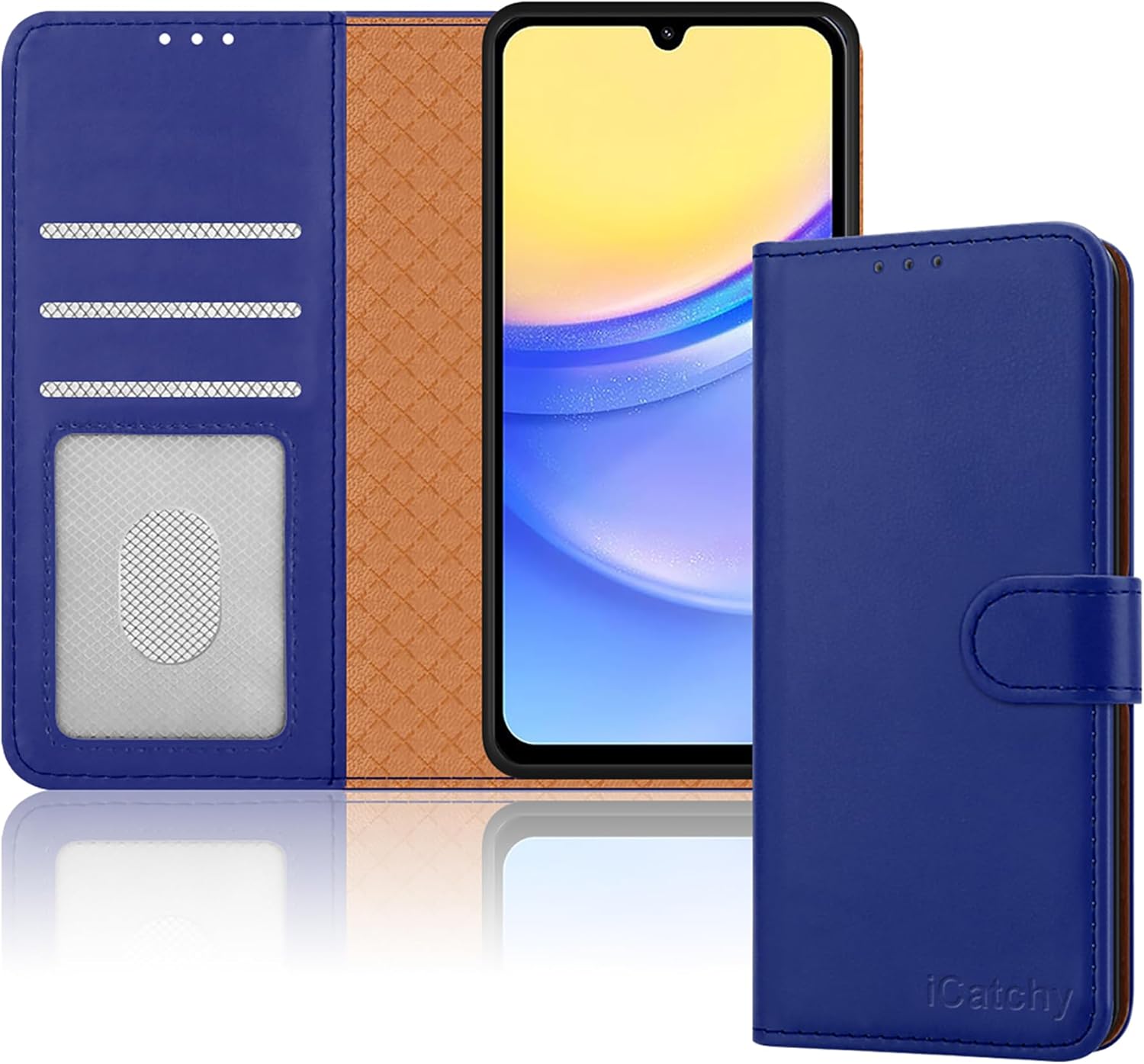iCatchy for Samsung Galaxy A15 Case Leather Wallet Book Flip Folio Kickstand Mag...