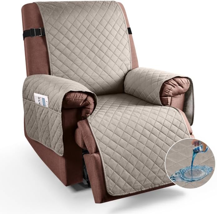 KinCam 100% Waterproof Recliner Chair Cover, Reclining Couch Covers for Pets, Do...